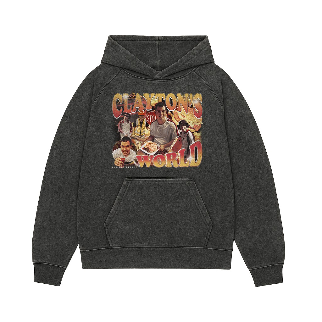 CLAYTON'S WORLD VINTAGE BLACK HOODIE CLAYTON'S WORLD VINTAGE BLACK HOODIE