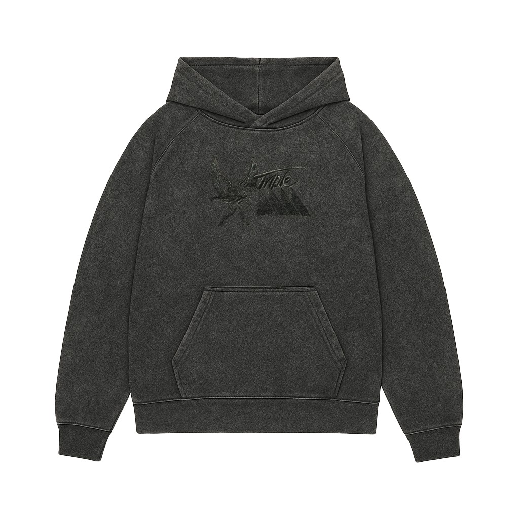 TRIPLE M BLACKOUT EDITION EMBROIDERED VINTAGE BLACK HOODIE