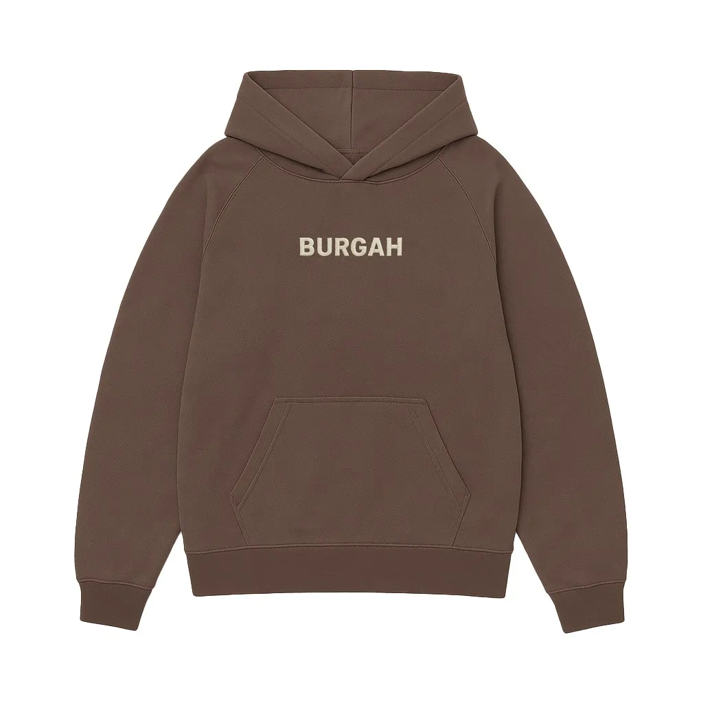 BURGAH EMBROIDERED DARK BROWN HOODIE