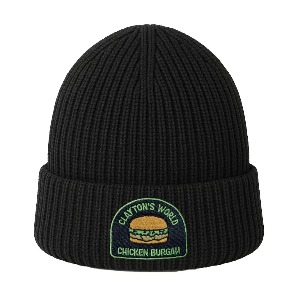 CLAYTON'S WORLD BLACK KNIT BEANIE