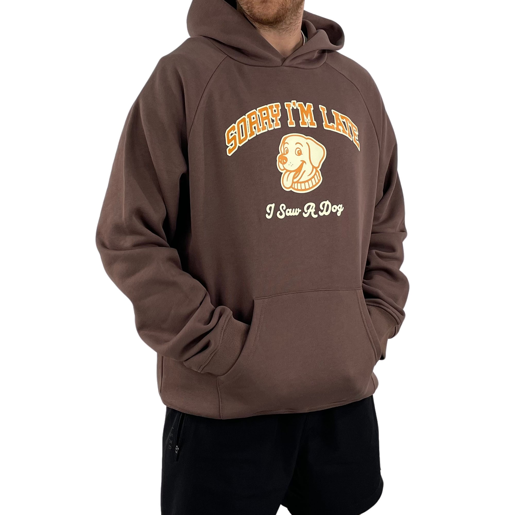 SORRY I'M LATE DARK BROWN HOODIE