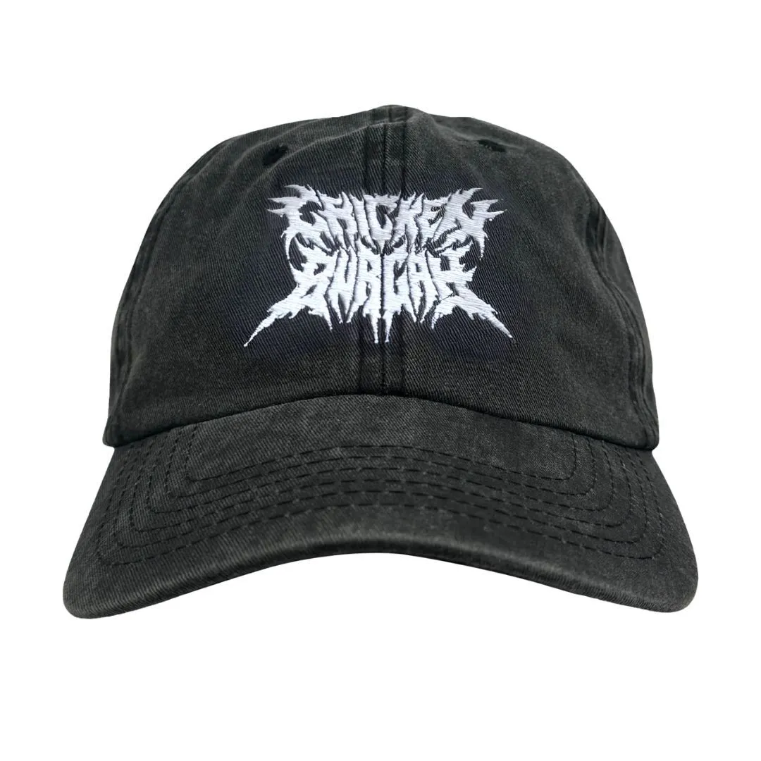 METAL CHICKEN BURGAH BLACK WASHED DAD HAT METAL CHICKEN BURGAH BLACK WASHED DAD HAT