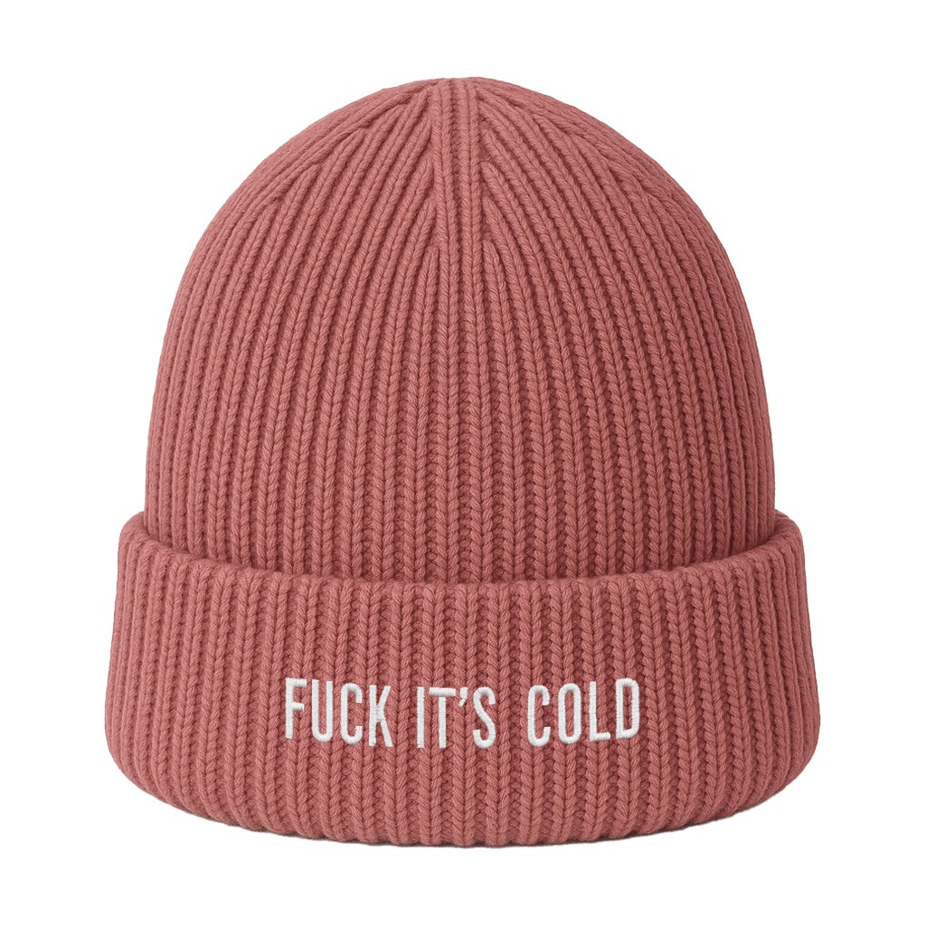 IT'S COLD PINK KNIT BEANIE