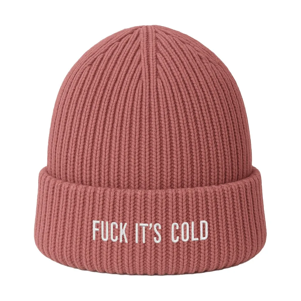 IT'S COLD PINK KNIT BEANIE