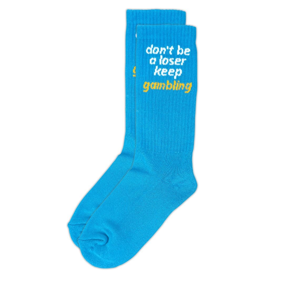 KEEP GAMBLING BLUE SOCKS KEEP GAMBLING BLUE SOCKS