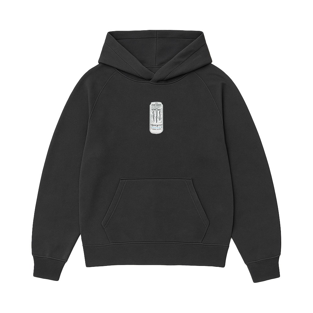 GRAPHITE EMBROIDERY WHITE MONSTER PATCH HOODIE