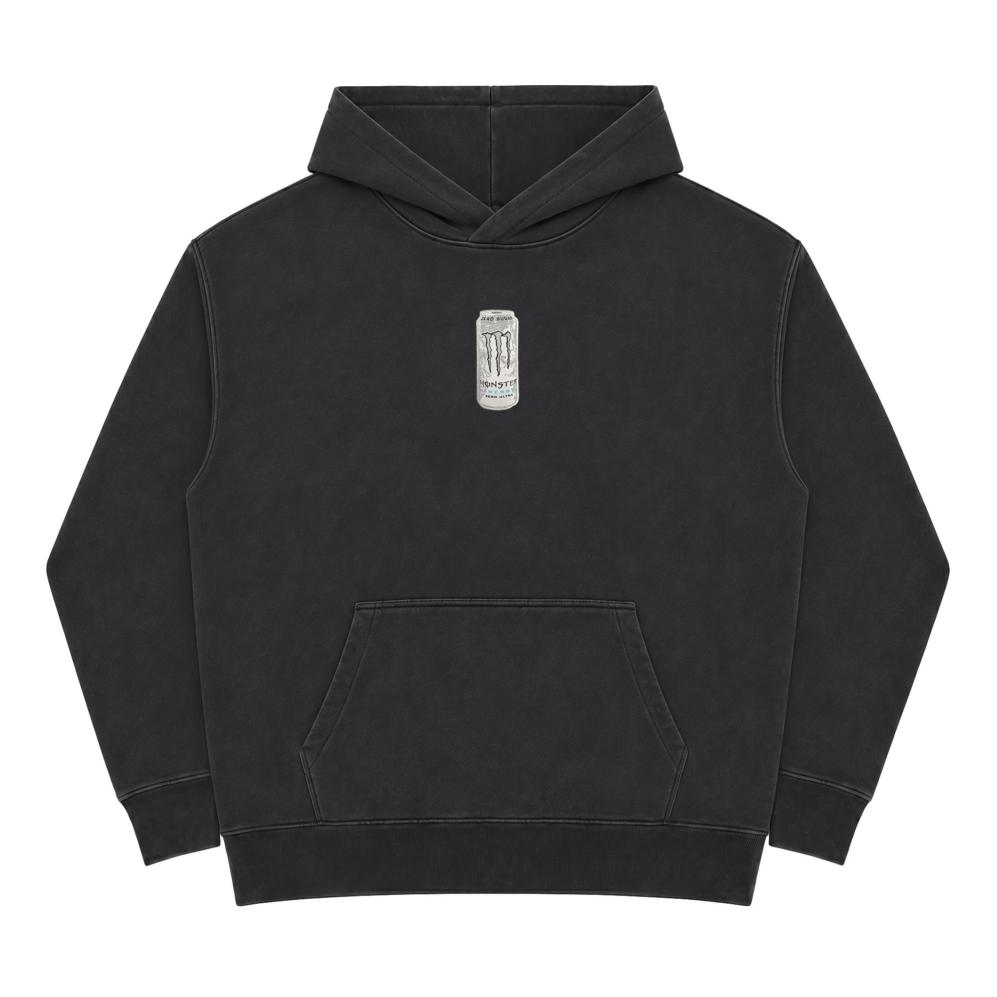 VINTAGE BLACK EMBROIDERY WHITE MONSTER PATCH HOODIE