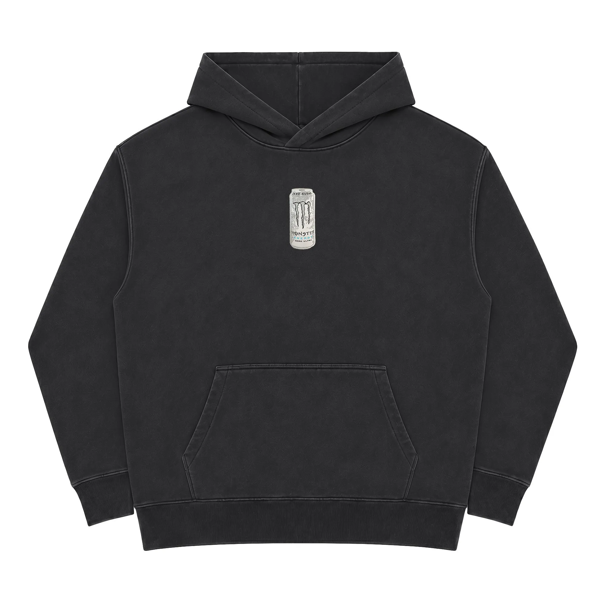 VINTAGE BLACK EMBROIDERY WHITE MONSTER PATCH HOODIE