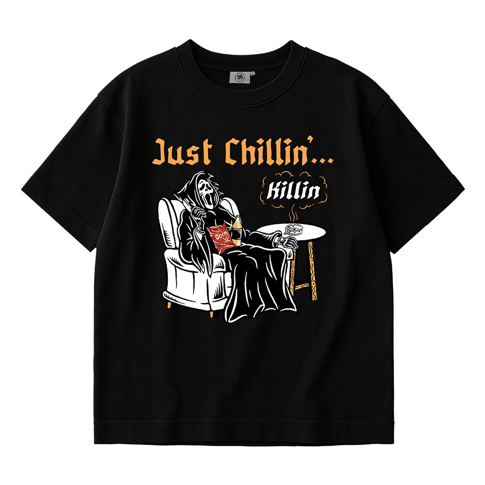 JUST CHILLIN BLACK TEE, Just Chillin Black T-Shirt JUST CHILLIN BLACK TEE, Just Chillin Black T-Shirt