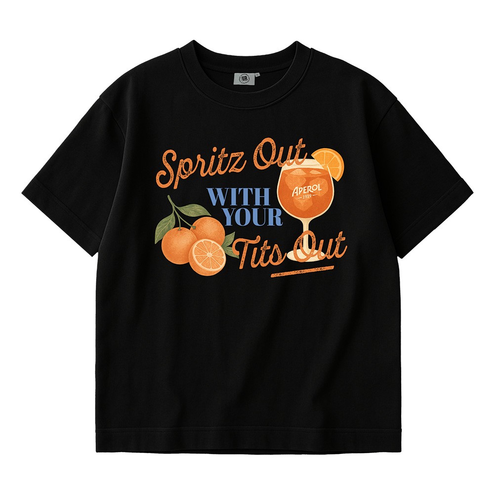 SPRITZ OUT BLACK TEE, Spritz Out Black T-Shirt SPRITZ OUT BLACK TEE, Spritz Out Black T-Shirt