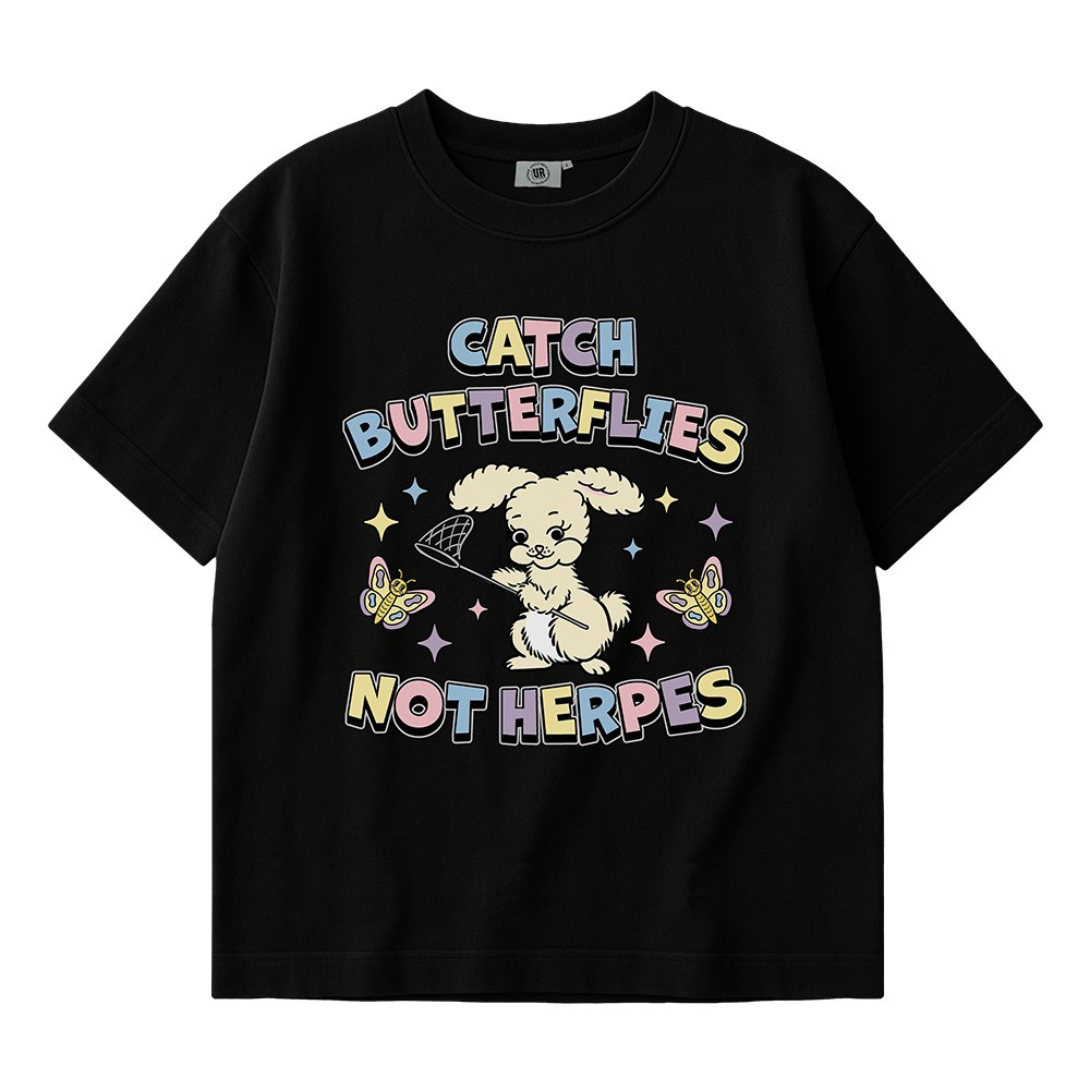 CATCH BUTTERFLIES BLACK TEE