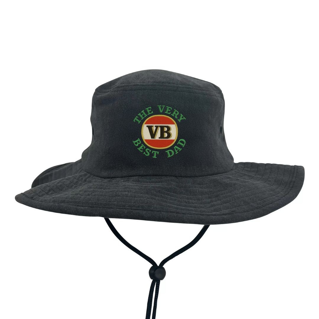 VERY BEST DAD FATHER'S DAY STONEWASHED BLACK WIDE BRIM HAT
