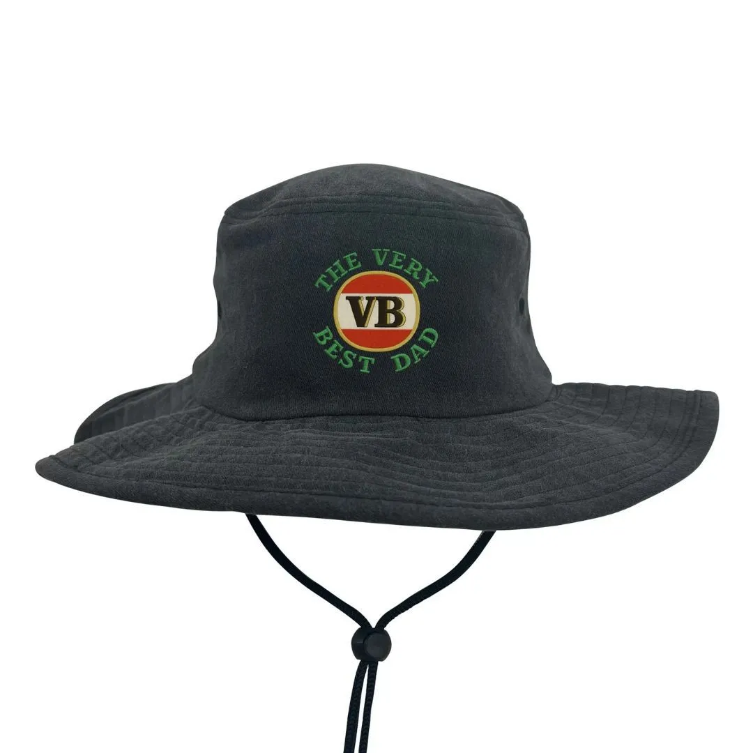 VERY BEST DAD FATHER'S DAY STONEWASHED BLACK WIDE BRIM HAT