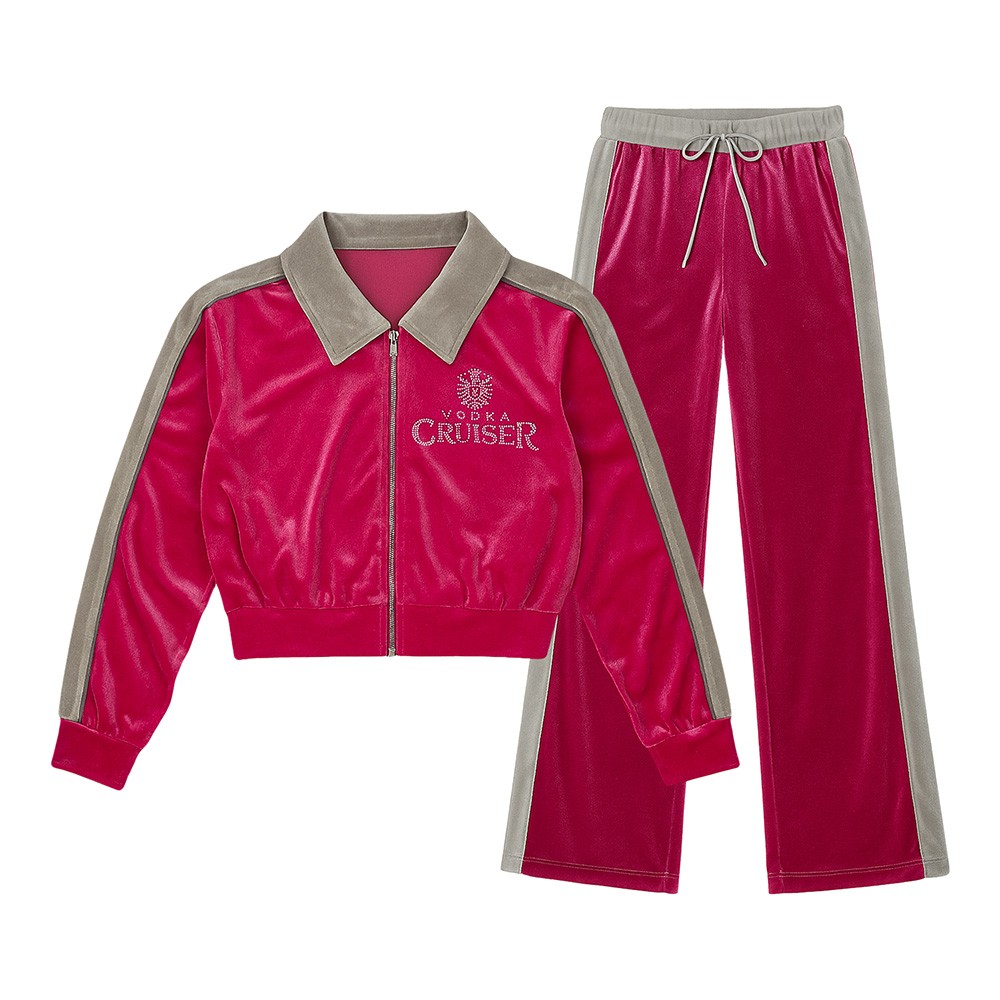VODKA CRUISER PINK VELOUR TRACKSUIT SET VODKA CRUISER PINK VELOUR TRACKSUIT SET