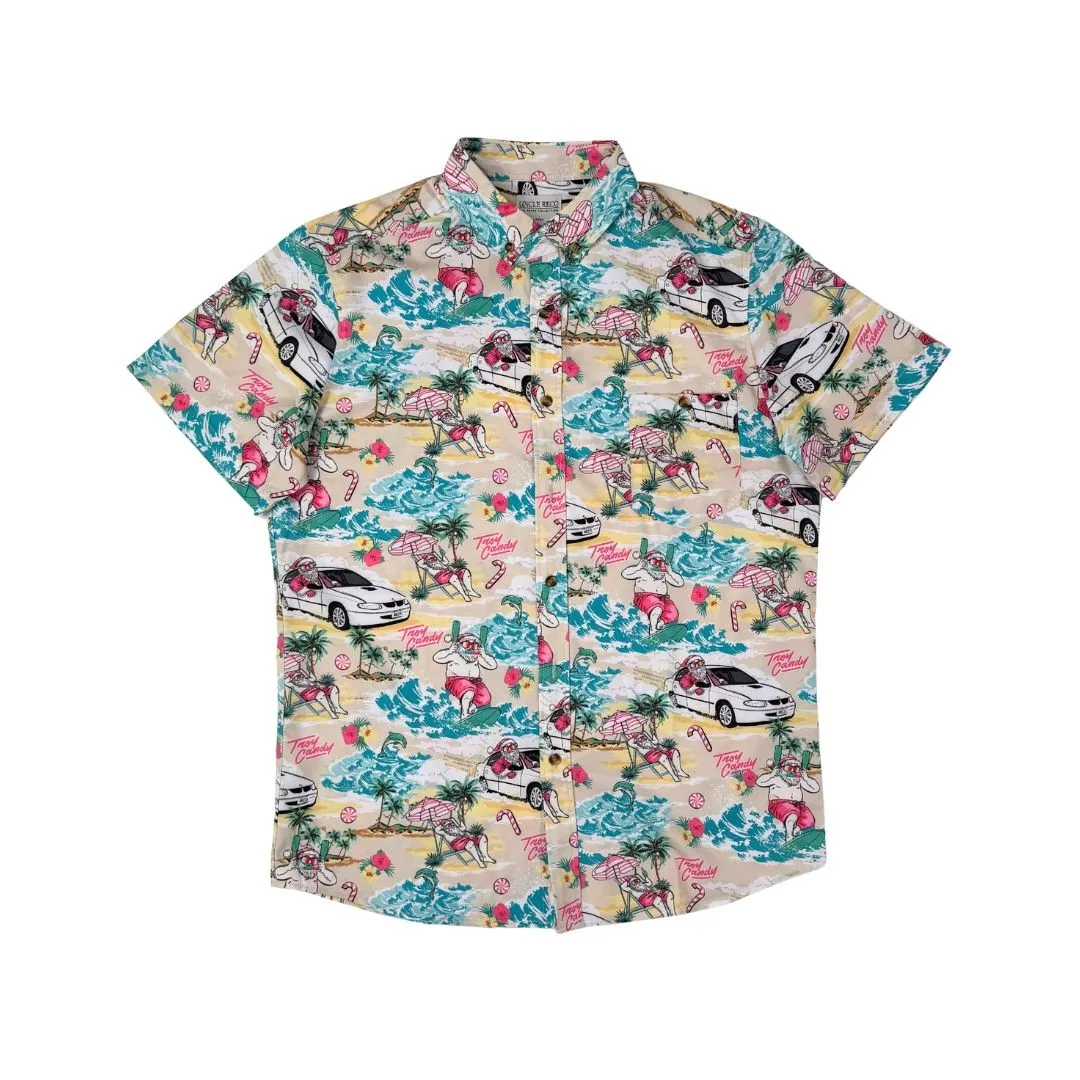 TROY CANDY SANTA CHRISTMAS BUTTON UP SHIRT