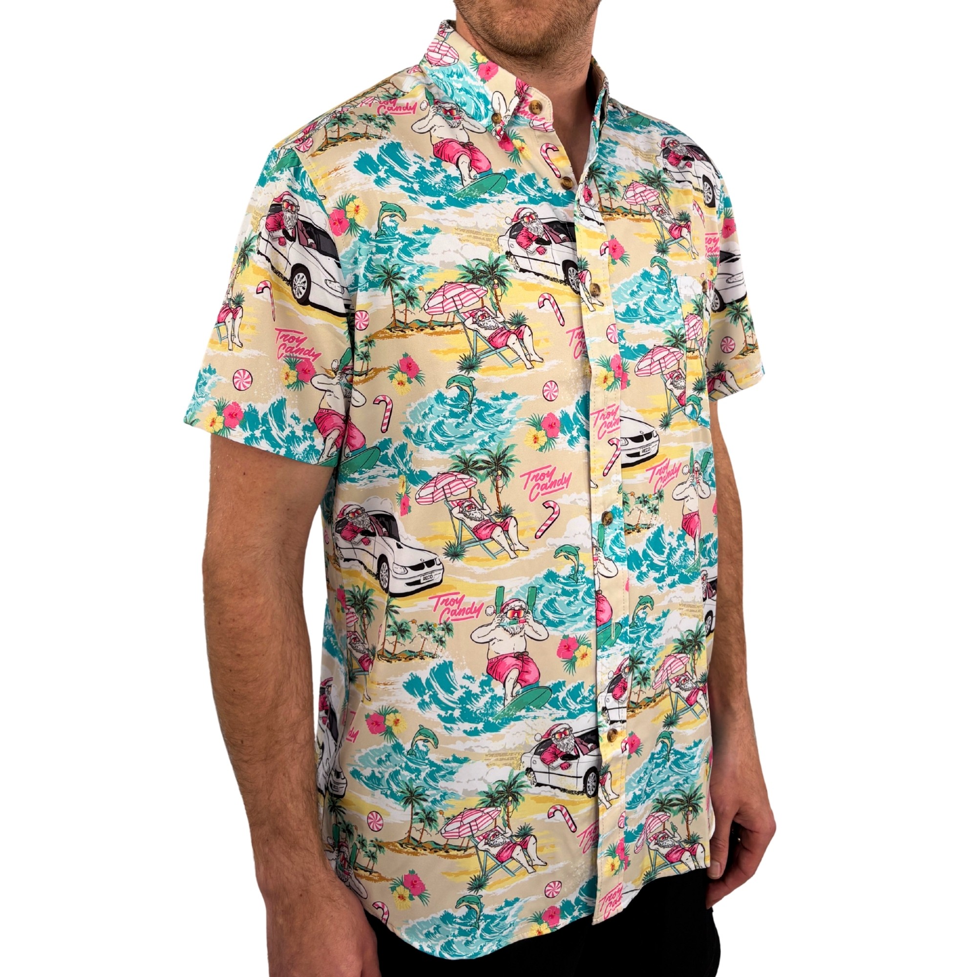 TROY CANDY SANTA CHRISTMAS BUTTON UP SHIRT PRE ORDER