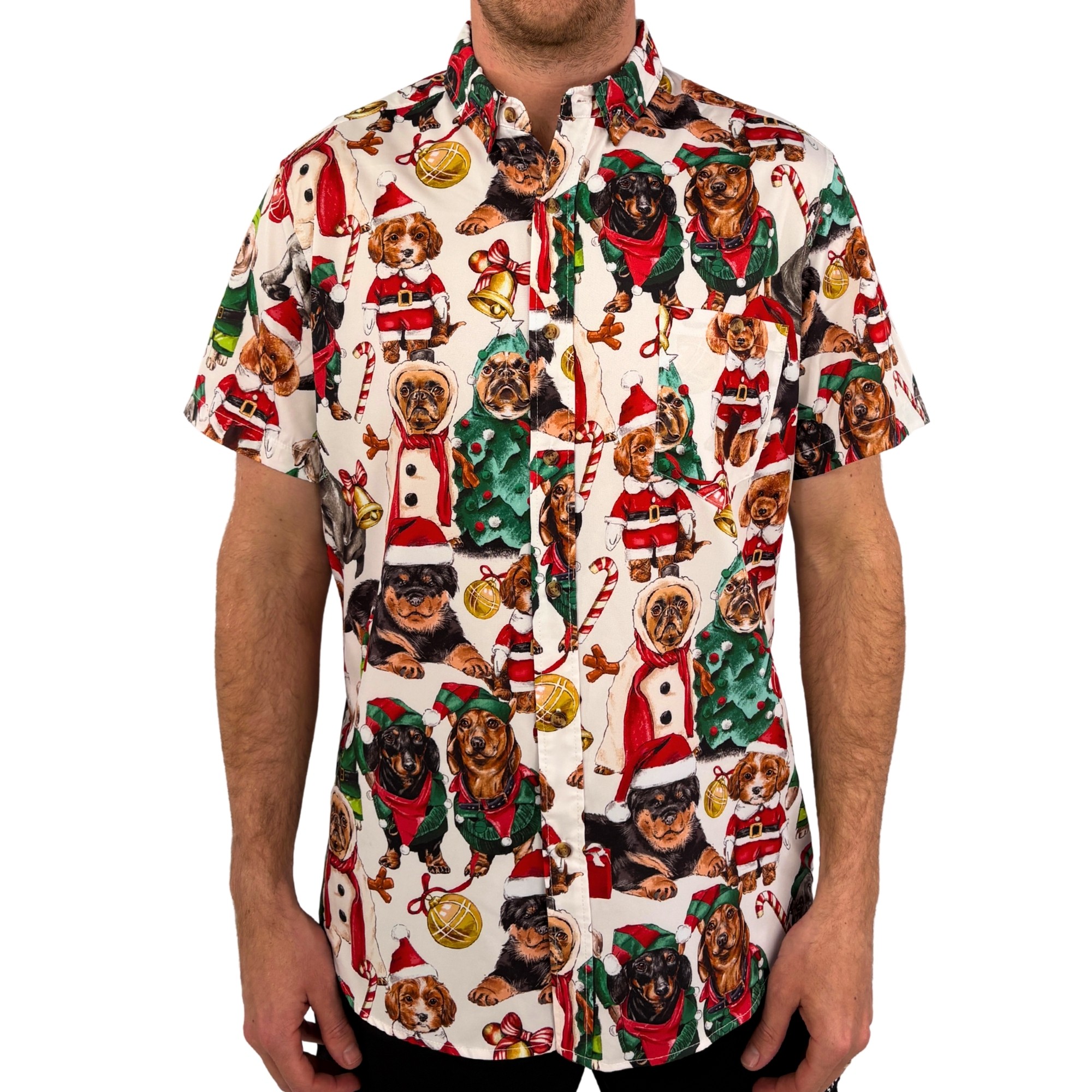 SANTA PAWS BUTTON UP SHIRT