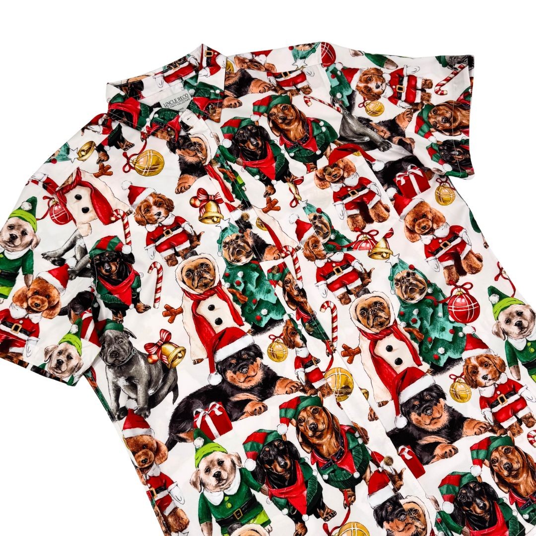 SANTA PAWS BUTTON UP SHIRT PRE ORDER
