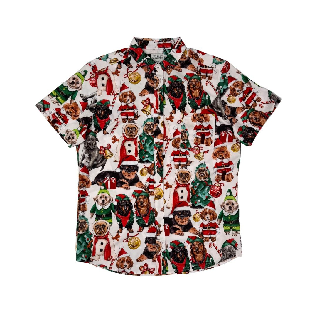 SANTA PAWS BUTTON UP SHIRT PRE ORDER