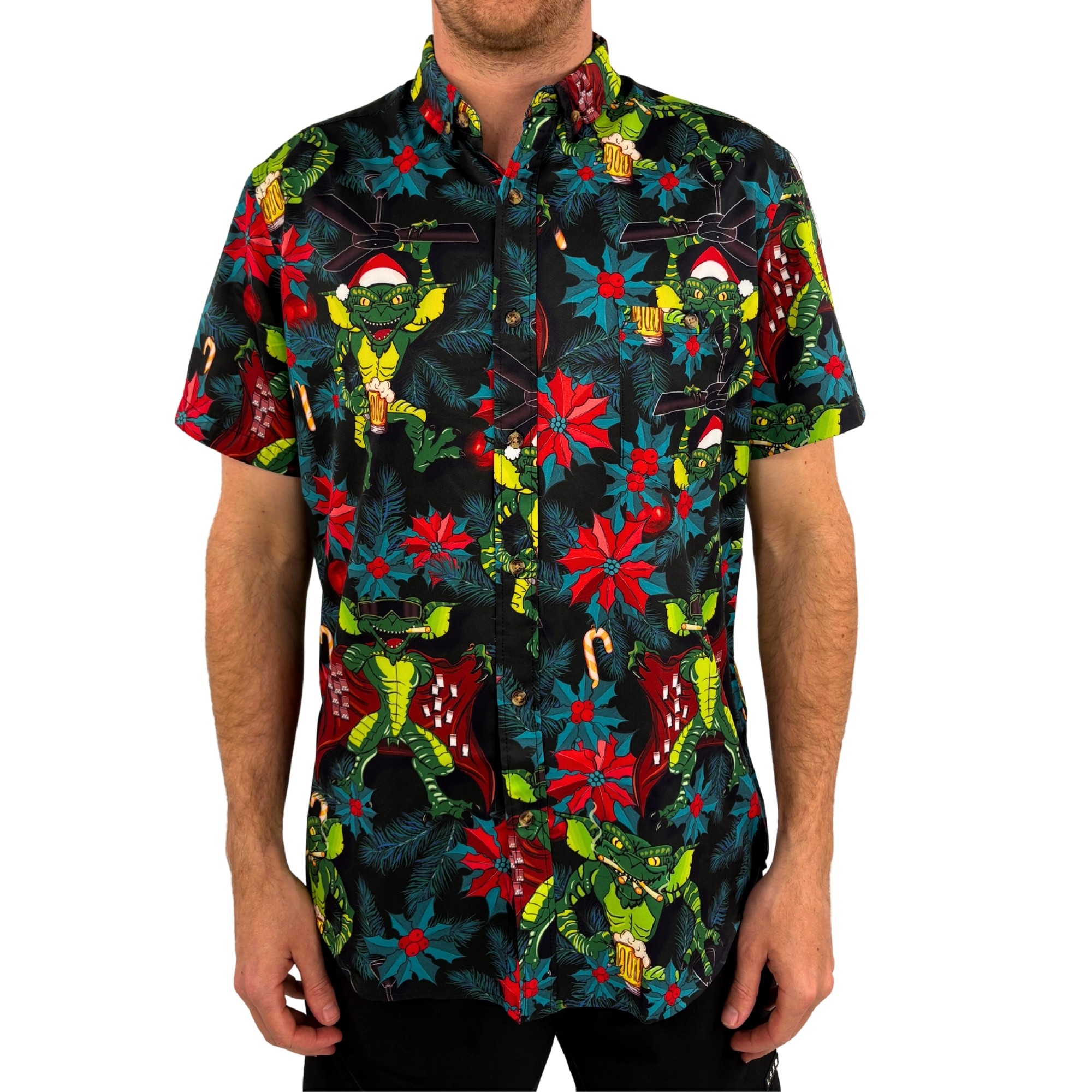 SESH GREMLIN CHRISTMAS BUTTON UP SHIRT