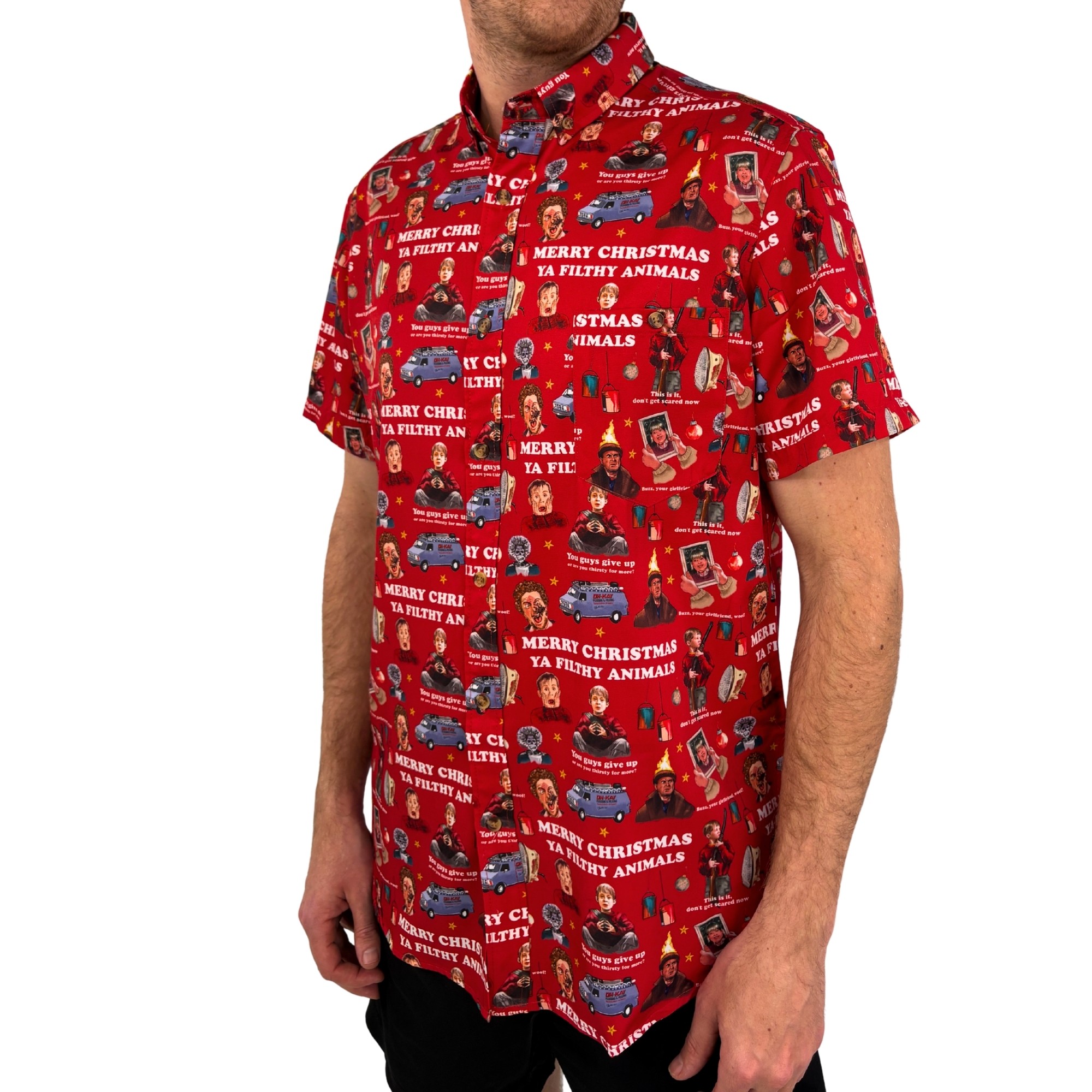 HOME ALONE CHRISTMAS BUTTON UP SHIRT