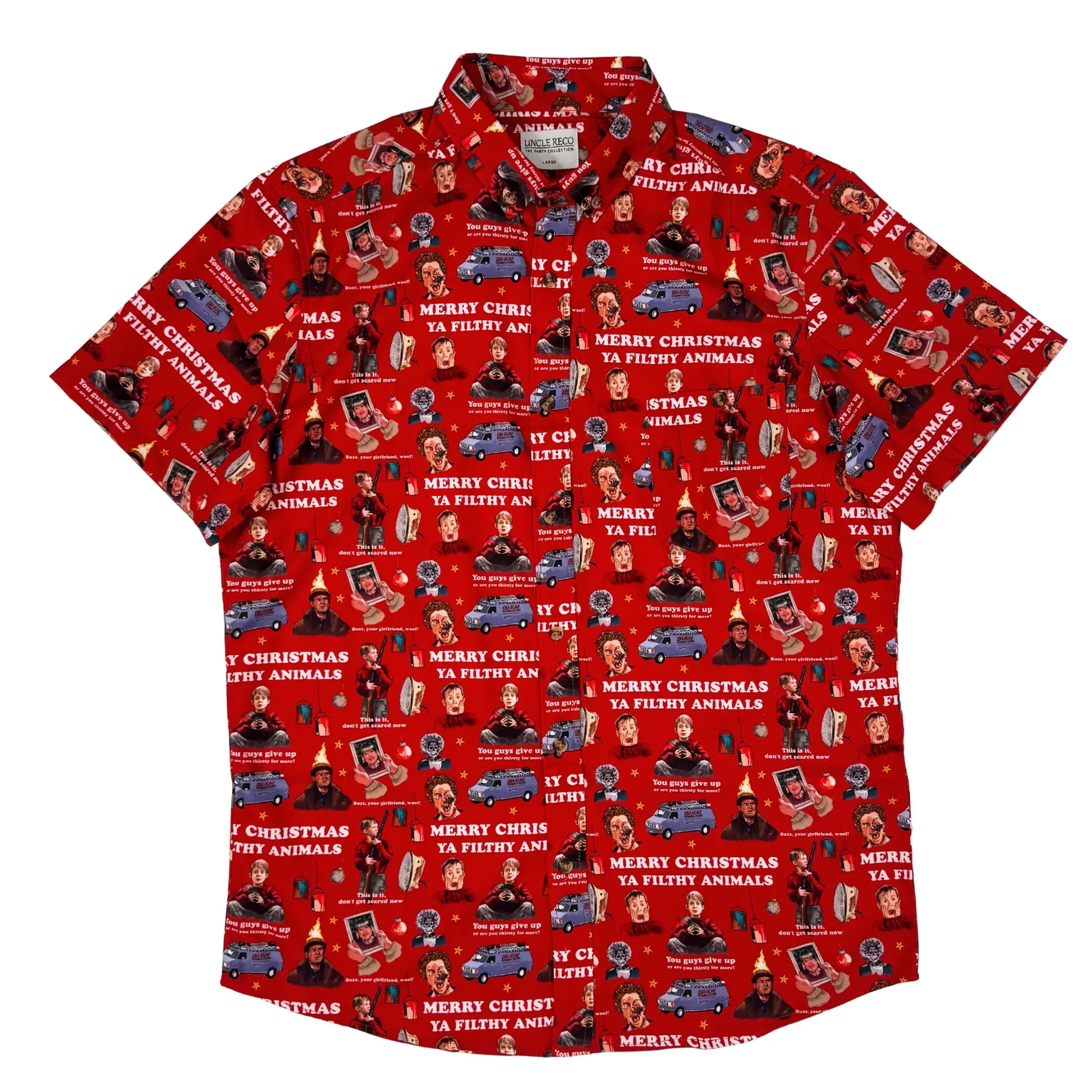 HOME ALONE CHRISTMAS BUTTON UP SHIRT HOME ALONE CHRISTMAS BUTTON UP SHIRT
