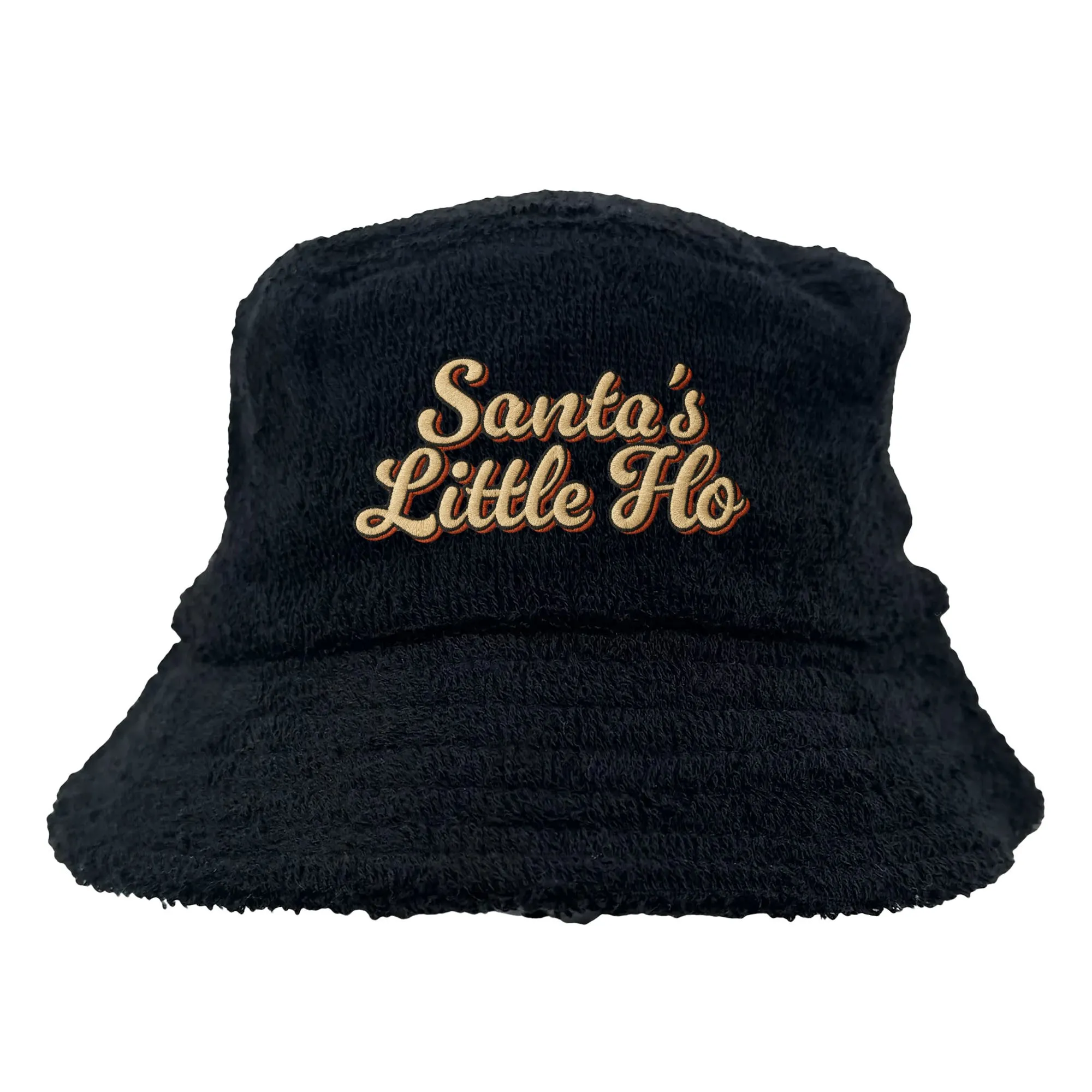 SANTAS LITTLE HO BLACK TERRY TOWEL BUCKET HAT SANTAS LITTLE HO BLACK TERRY TOWEL BUCKET HAT
