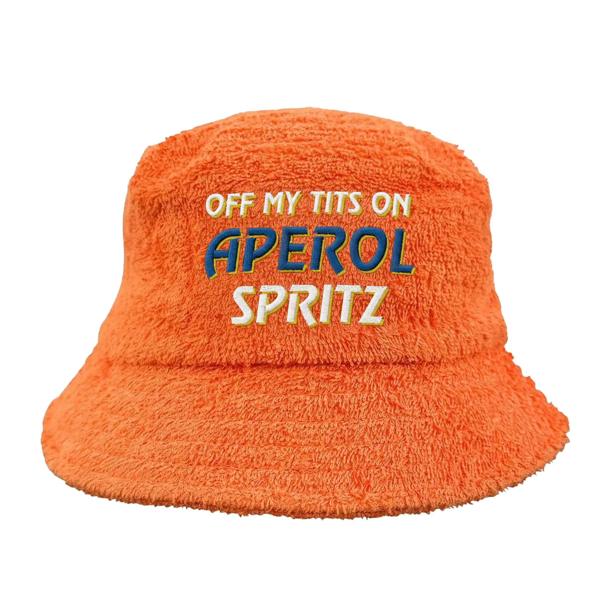 OFF MY TITS ON APEROL TERRY TOWEL BUCKET HAT OFF MY TITS ON APEROL TERRY TOWEL BUCKET HAT
