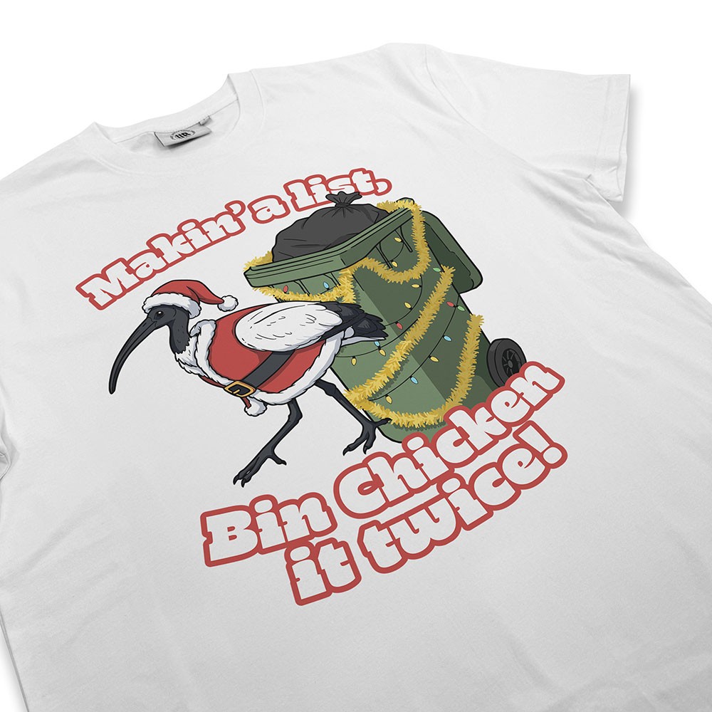 BIN CHICKEN IT TWICE WHITE TEE