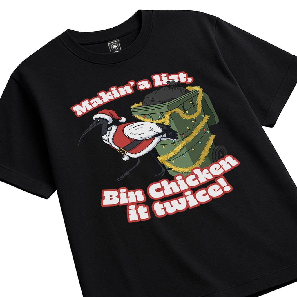 BIN CHICKEN IT TWICE BLACK TEE