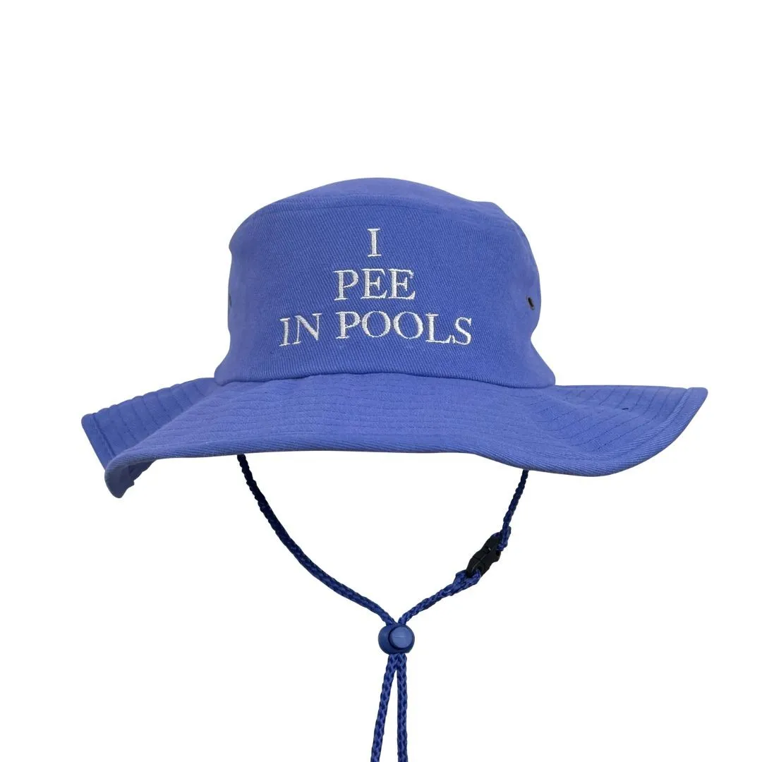 LIGHT BLUE I PEE IN POOLS WIDE BRIM HAT