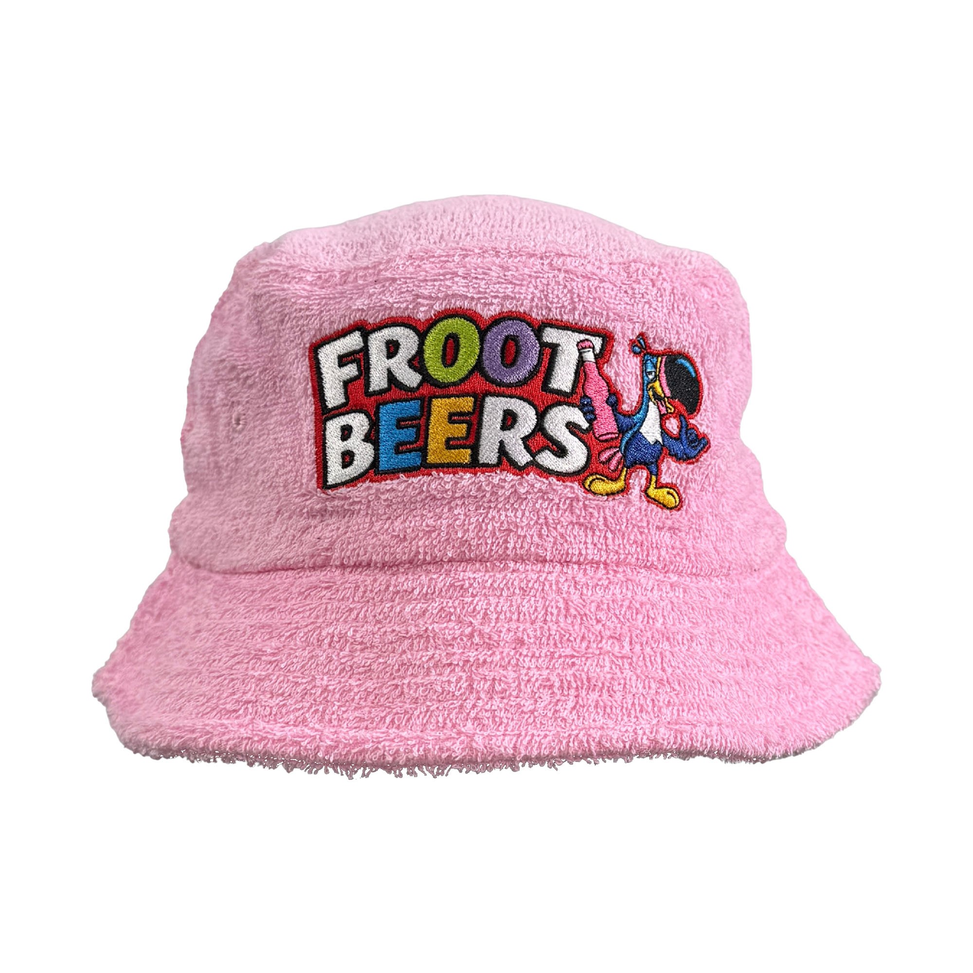PINK FROOT BEERS TERRY TOWEL BUCKET HAT PINK FROOT BEERS TERRY TOWEL BUCKET HAT