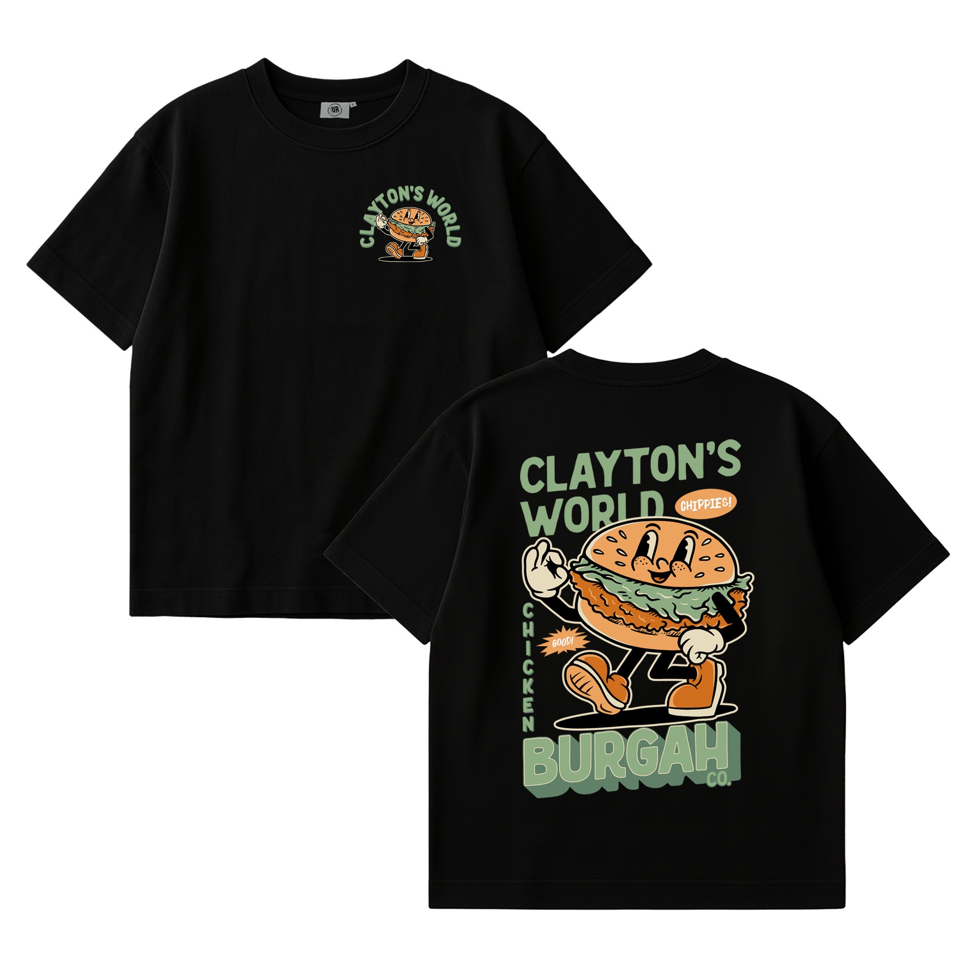 BLACK FRONT & BACK CLAYTON'S BURGAH CO T-SHIRT BLACK FRONT & BACK CLAYTON'S BURGAH CO T-SHIRT