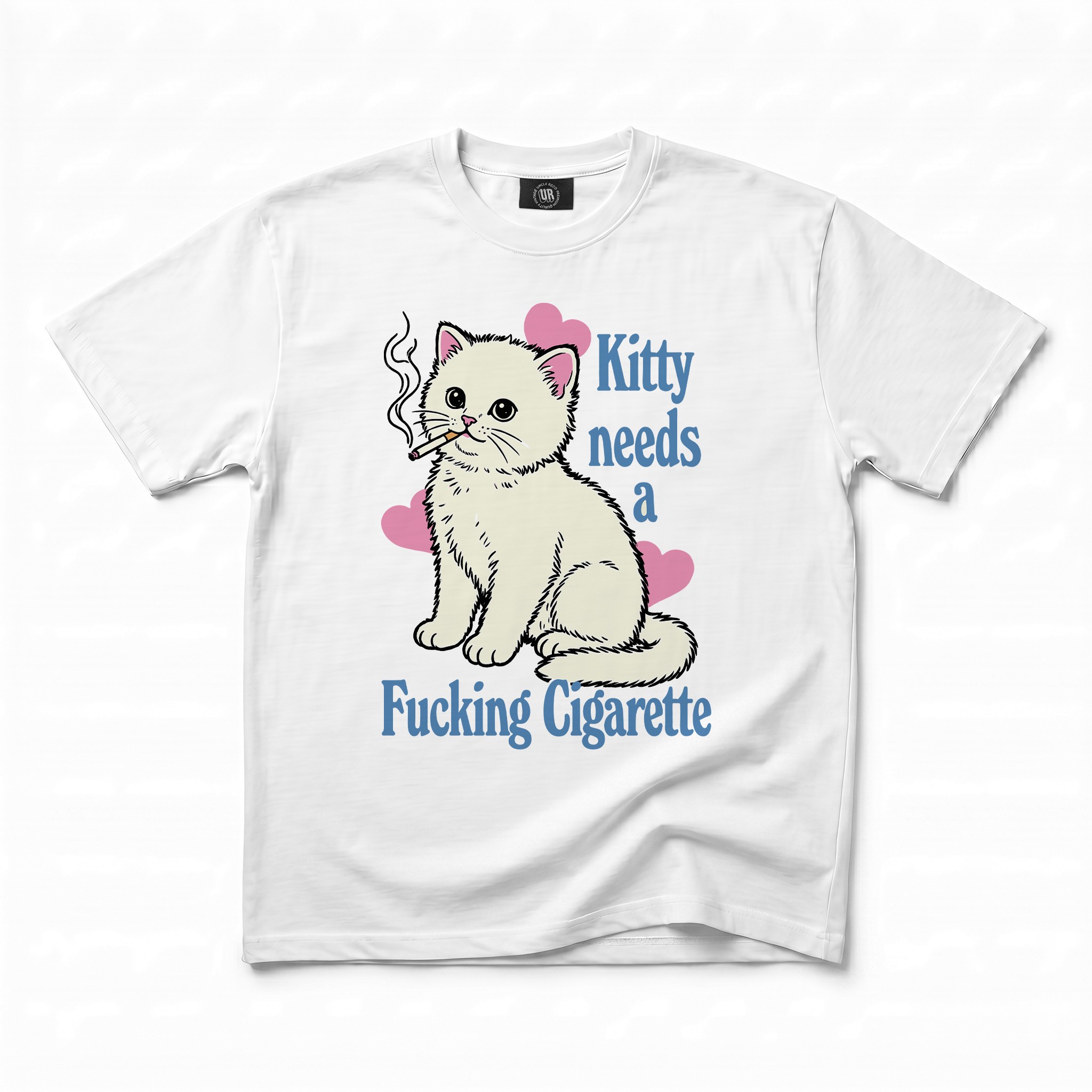 KITTY NEEDS A CIGARETTE WHITE TEE KITTY NEEDS A CIGARETTE WHITE TEE