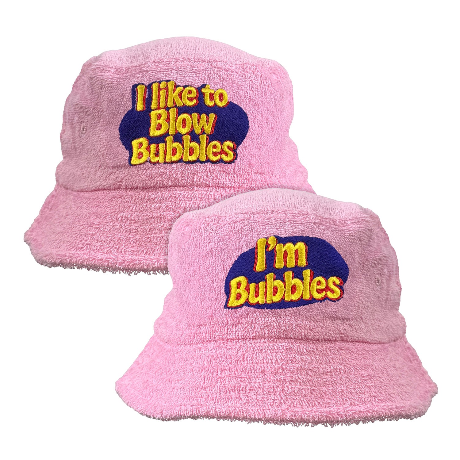 BUBBLES PINK TERRY TOWEL BUCKET HAT COMBO BUBBLES PINK TERRY TOWEL BUCKET HAT COMBO