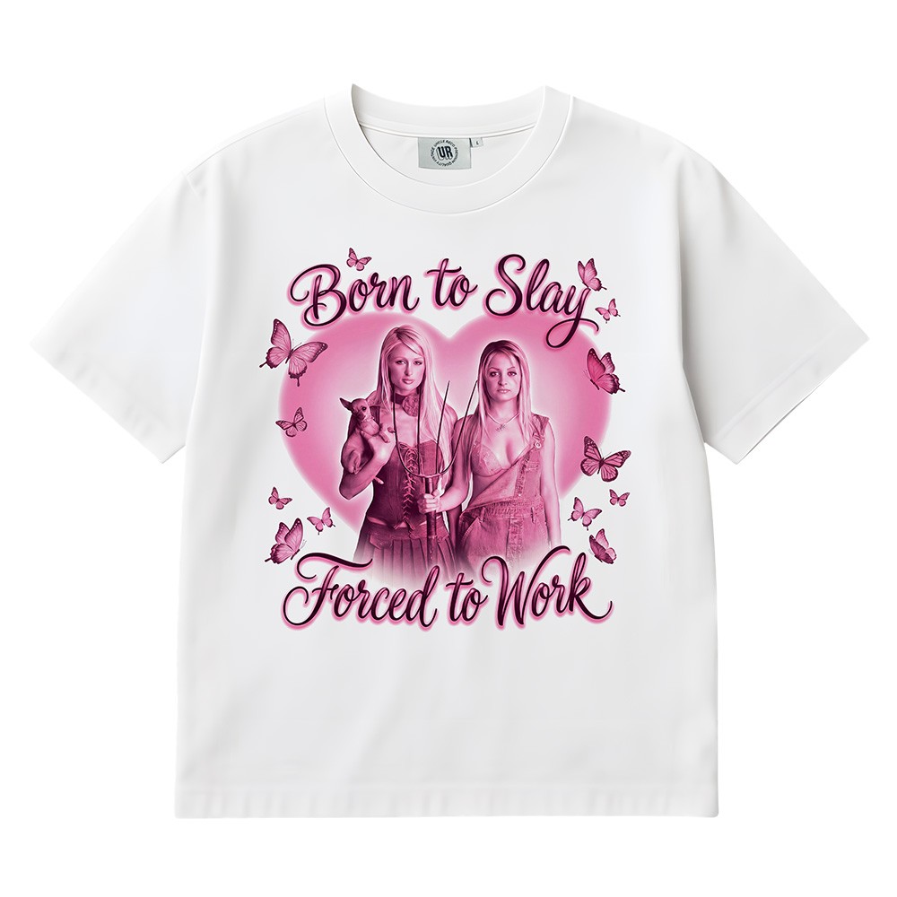 BORN TO SLAY WHITE TEE BORN TO SLAY WHITE TEE
