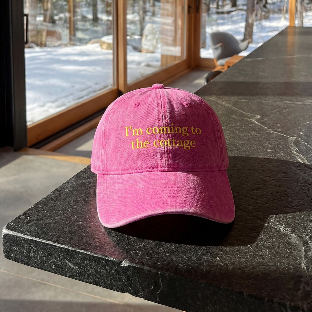 I'M COMING TO THE COTTAGE PINK WASHED DAD HAT