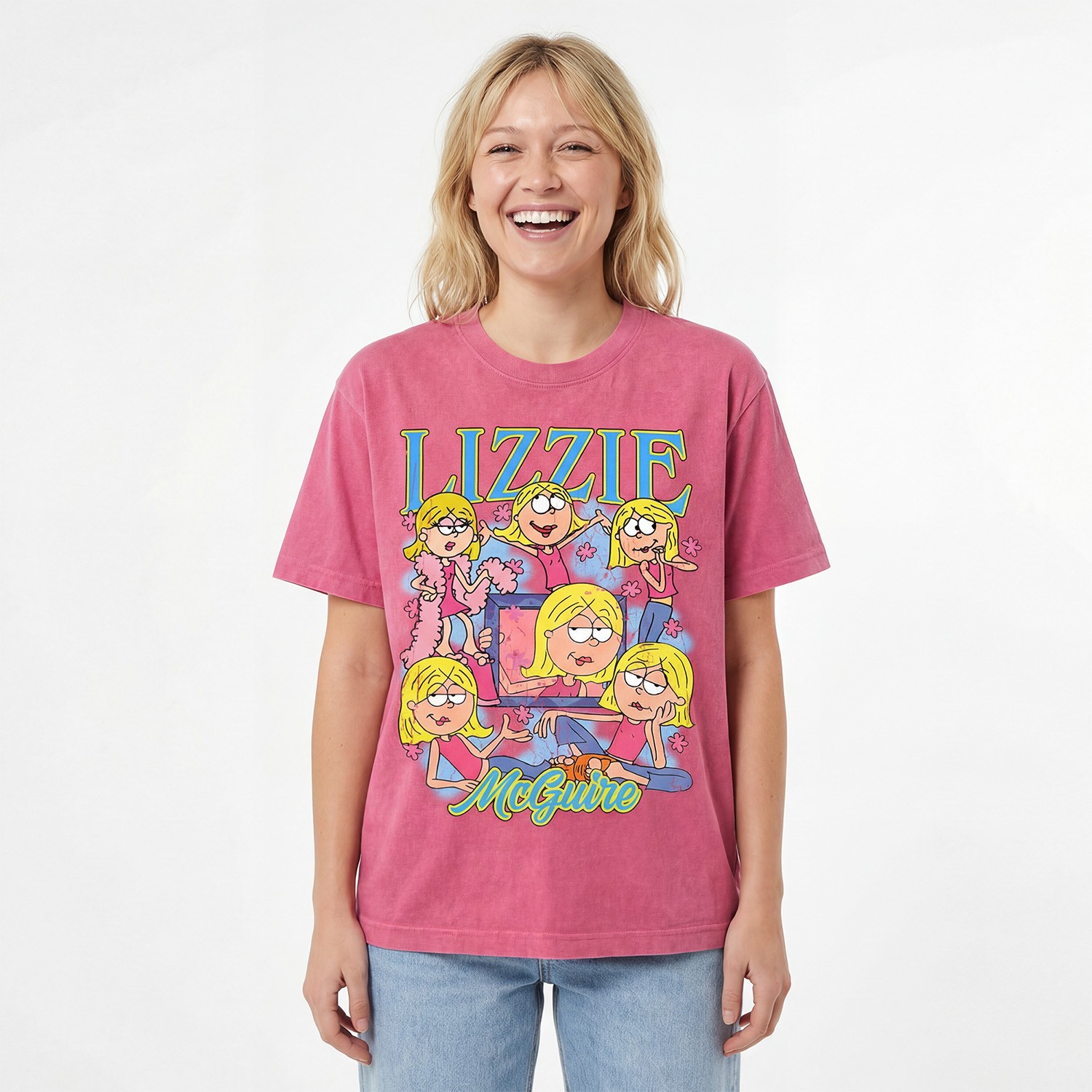 VINTAGE PINK CARTOON LIZZIE T-SHIRT