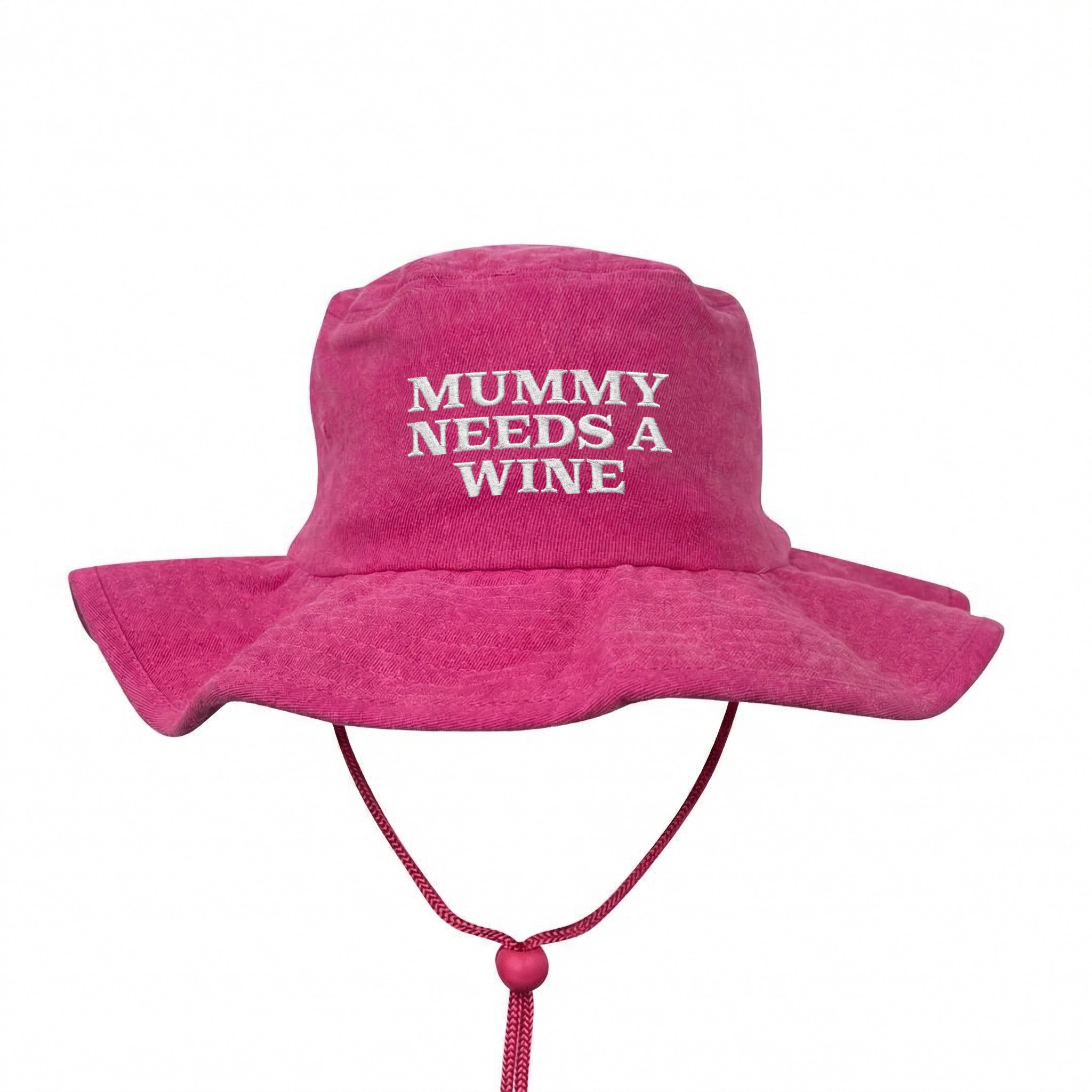 MUMMY NEEDS A WINE PINK STONEWASHED WIDE BRIM HAT