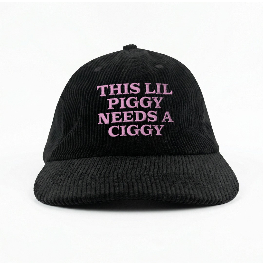LIL PIGGY NEEDS A CIGGY BLACK CORD HAT