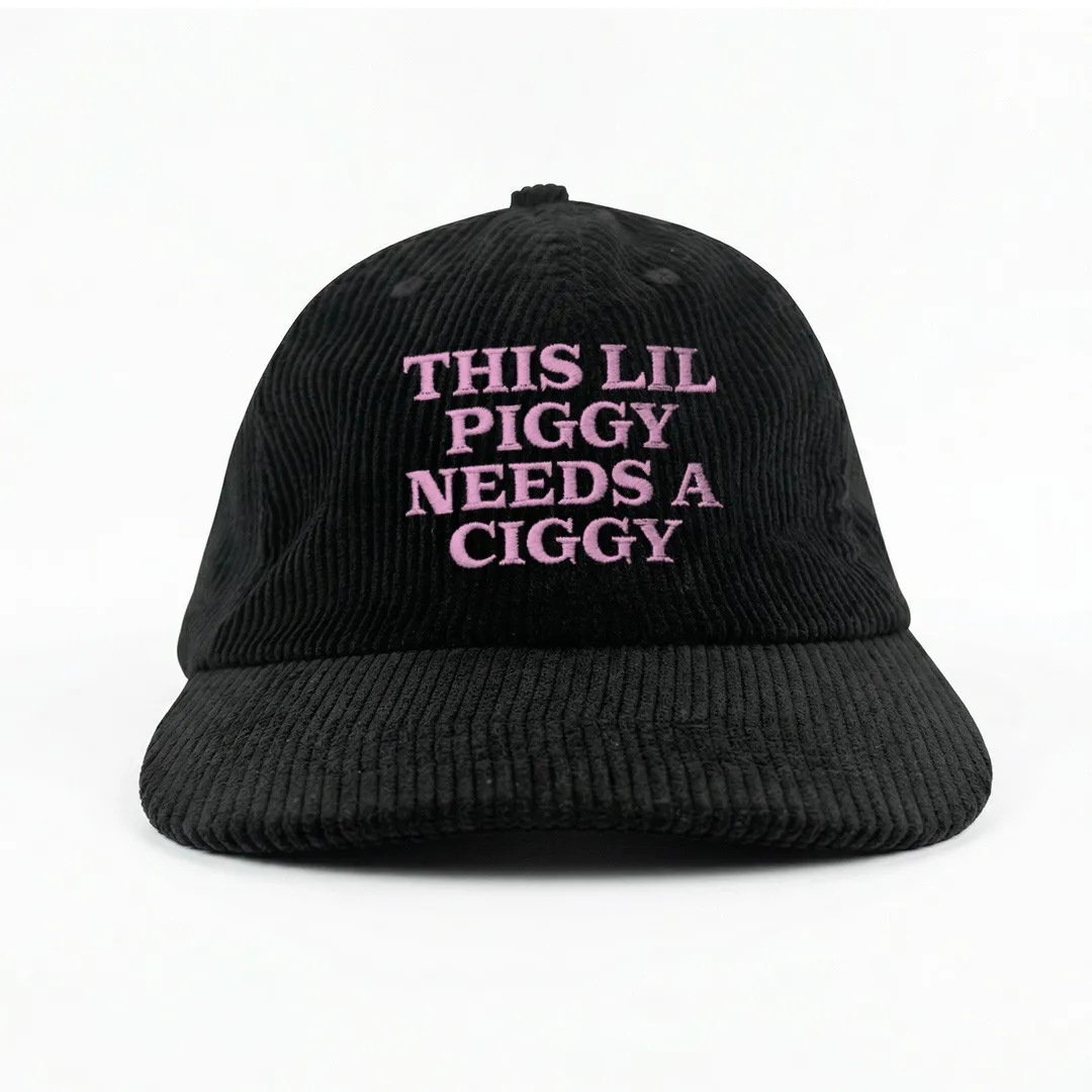 LIL PIGGY NEEDS A CIGGY BLACK CORD HAT LIL PIGGY NEEDS A CIGGY BLACK CORD HAT
