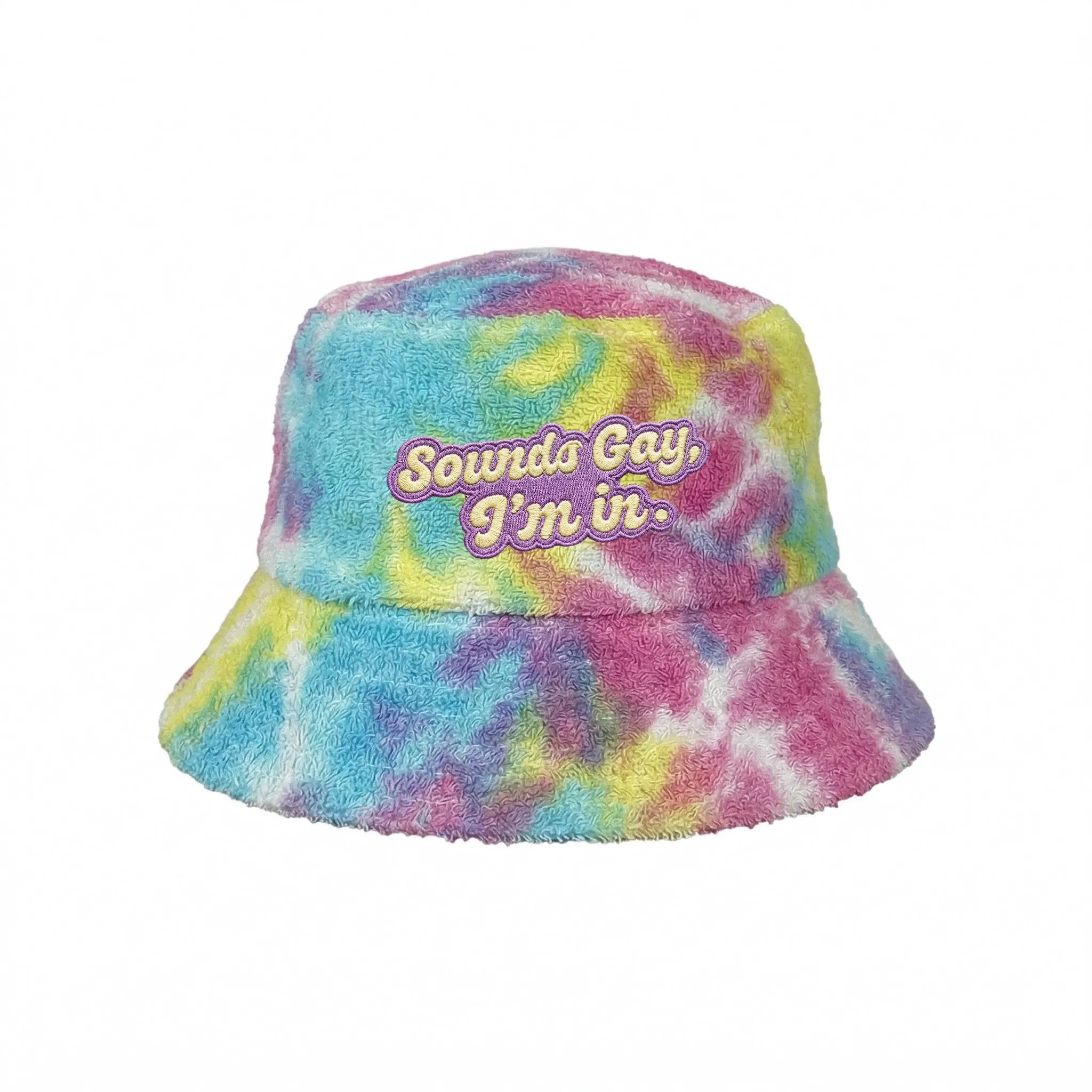 SOUNDS GAY TIE DYE TERRY TOWEL BUCKET HAT SOUNDS GAY TIE DYE TERRY TOWEL BUCKET HAT