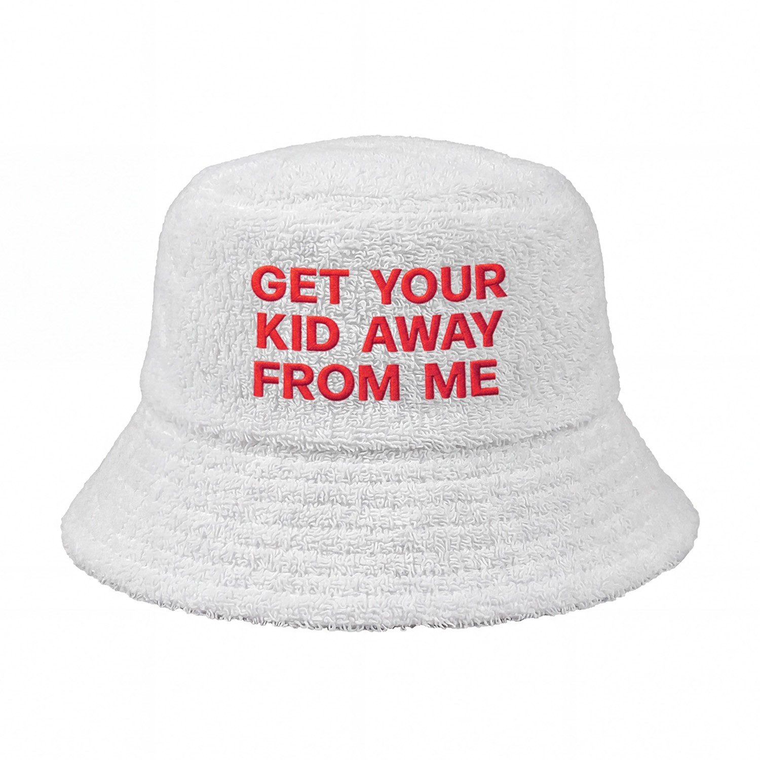 GET YOUR KID AWAY WHITE TERRY TOWEL BUCKET HAT