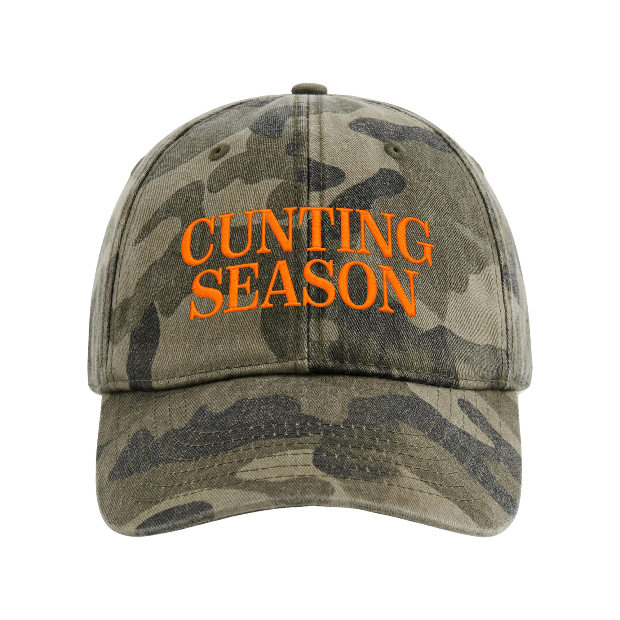 CUNTING SEASON WASHED CAMO DAD HAT