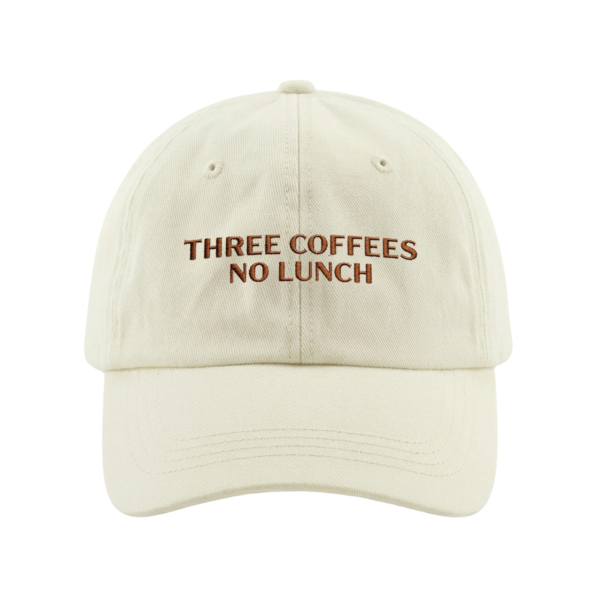 THREE COFFEES NO LUNCH BEIGE DAD HAT
