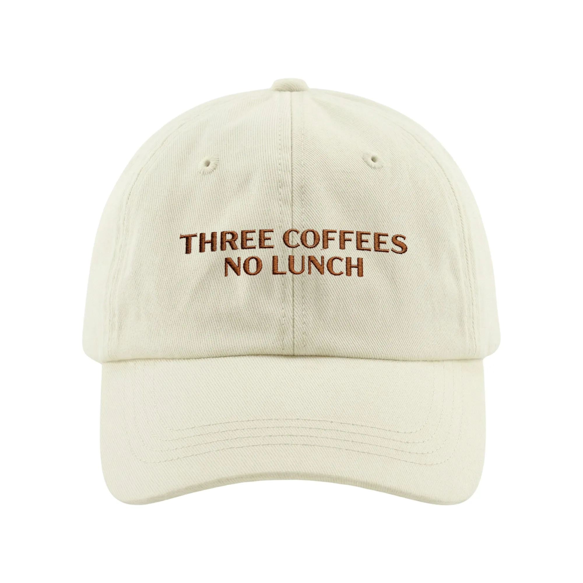 THREE COFFEES NO LUNCH BEIGE DAD HAT THREE COFFEES NO LUNCH BEIGE DAD HAT