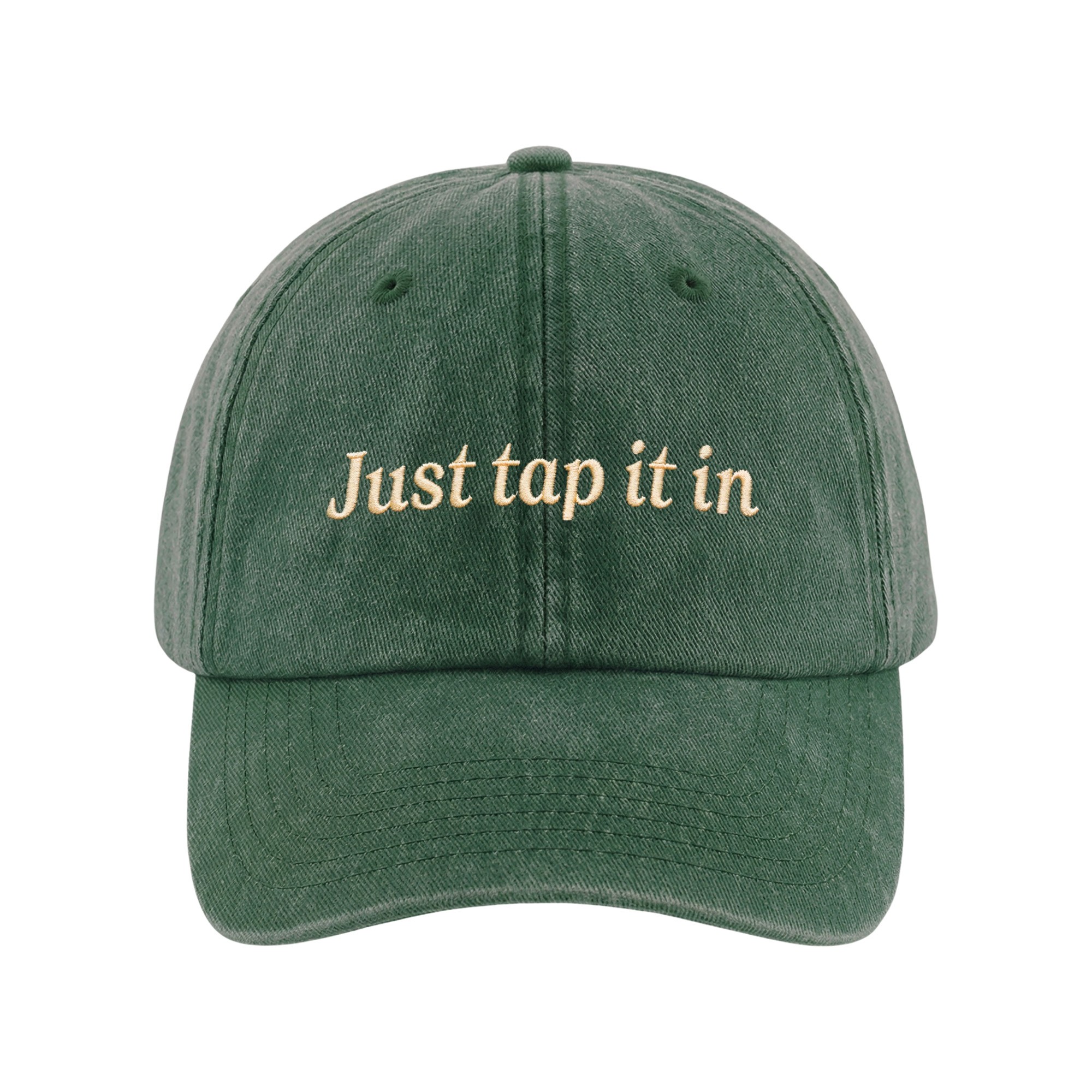 JUST TAP IT IN WASHED GREEN GOLF DAD HAT JUST TAP IT IN WASHED GREEN GOLF DAD HAT