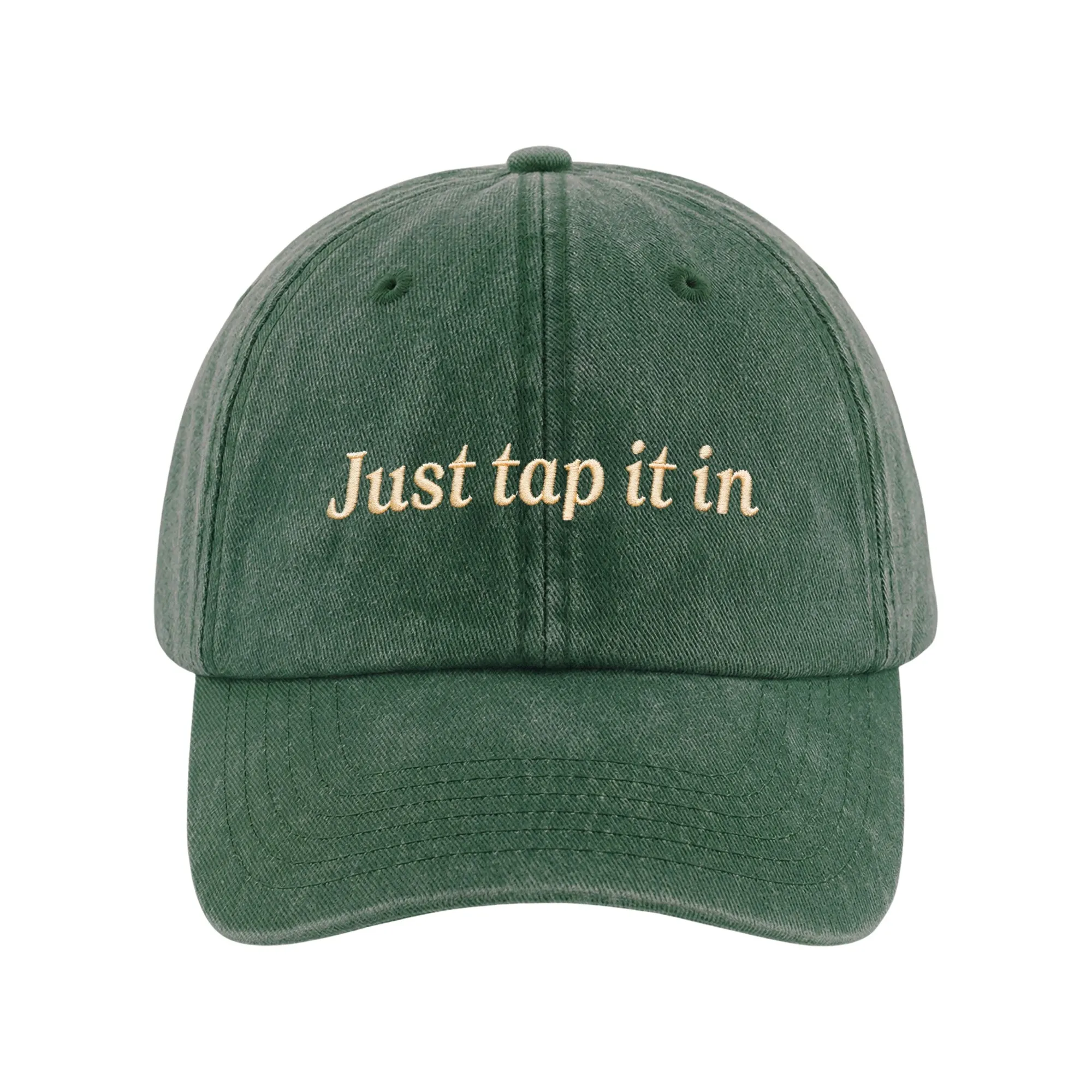 JUST TAP IT IN WASHED GREEN GOLF DAD HAT JUST TAP IT IN WASHED GREEN GOLF DAD HAT