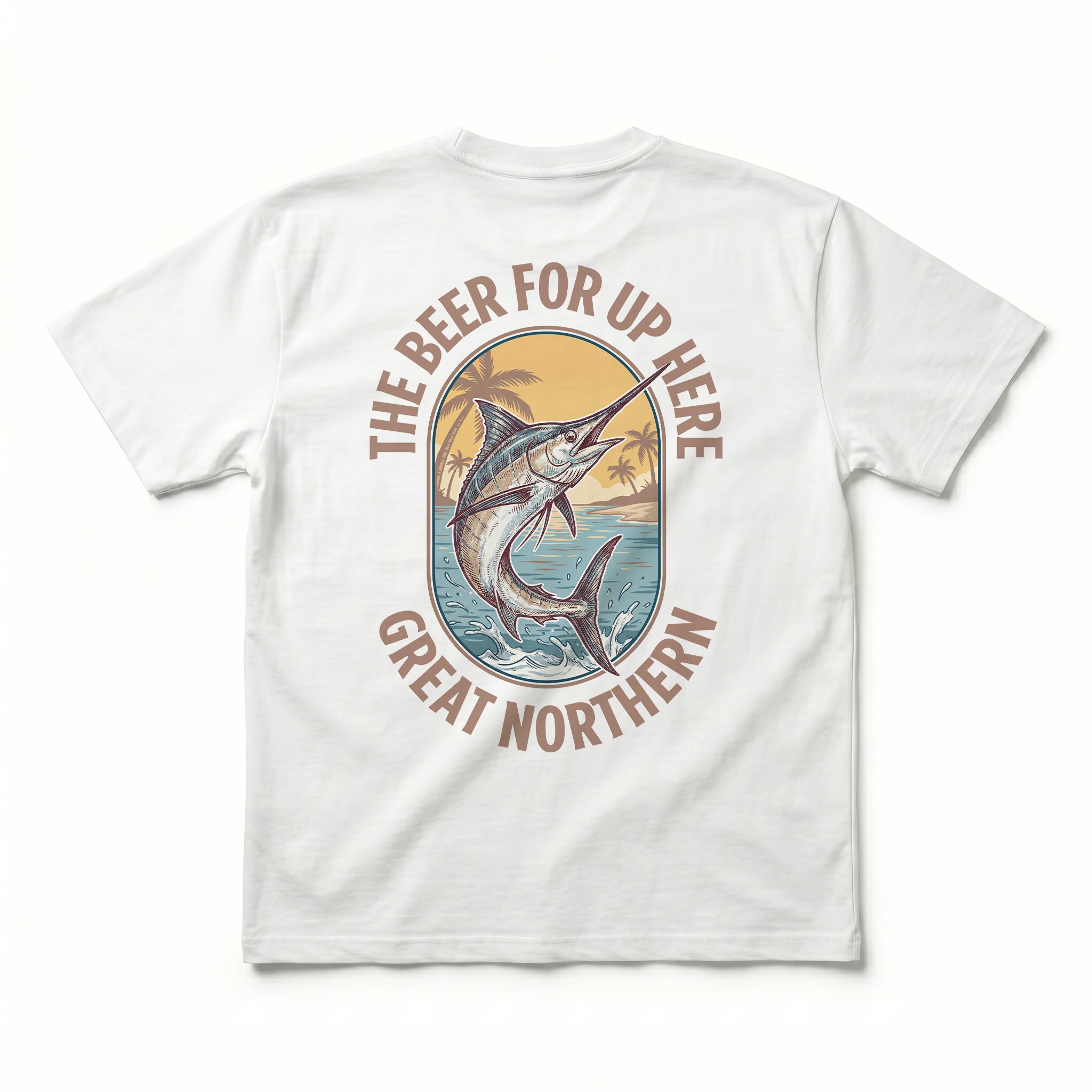 JUMPING MARLIN FRONT & BACK WHITE TEE