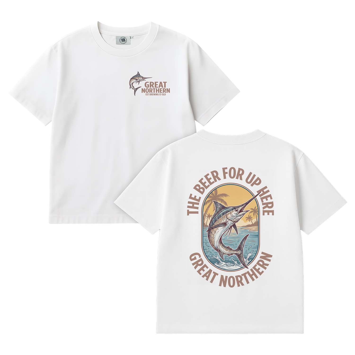 JUMPING MARLIN FRONT & BACK WHITE TEE